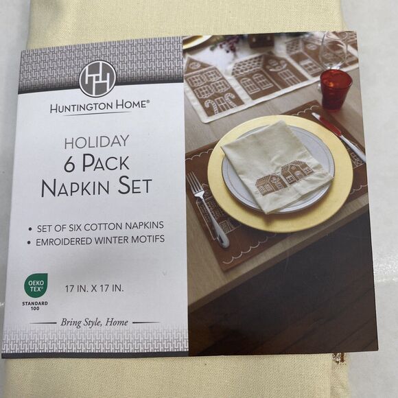 Aldi Gingerbread House Village Napkins Huntington Home 6pc Holiday Table - Picture 1 of 3